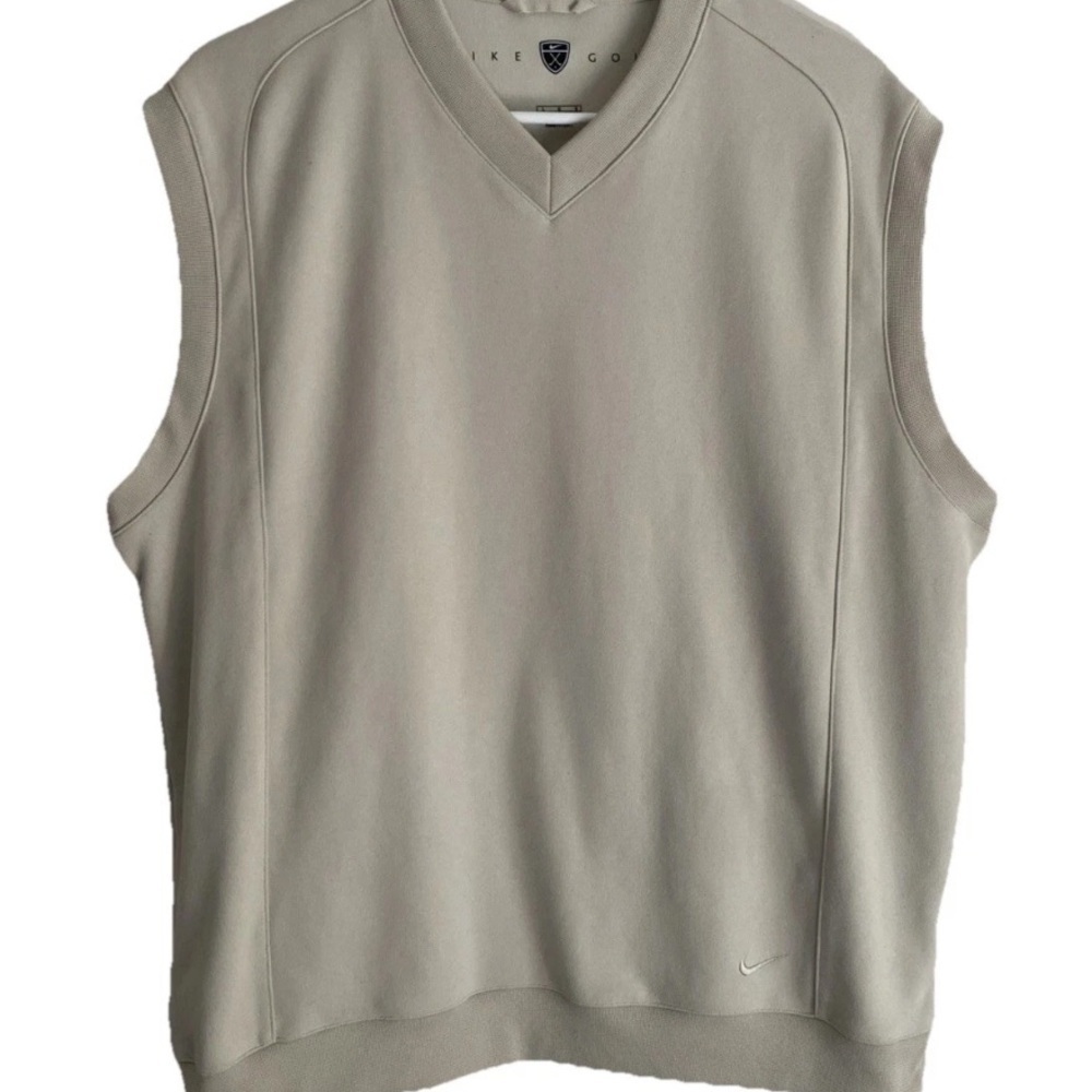 Nike Golf Dry Fit V-Neck Vest Beige Pullover Classic Nike Golf Vest